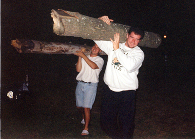 Boys hauling firewood