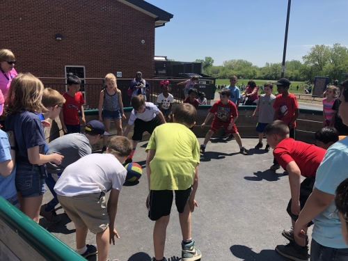 Playing gaga ball!